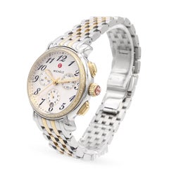 Montre chronographe Michele Fluette à lunette sertie de diamants, en acier inoxydable bicolore, modèle MW24A01