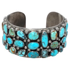 Vintage Navajo Tommy Moore Sterling Silver Turquoise Cuff