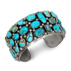 Vintage Navajo Tommy Moore Sterling Silver Turquoise Cuff