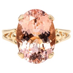 Vintage 14k Yellow Gold 5.67ct Peach Morganite Ring