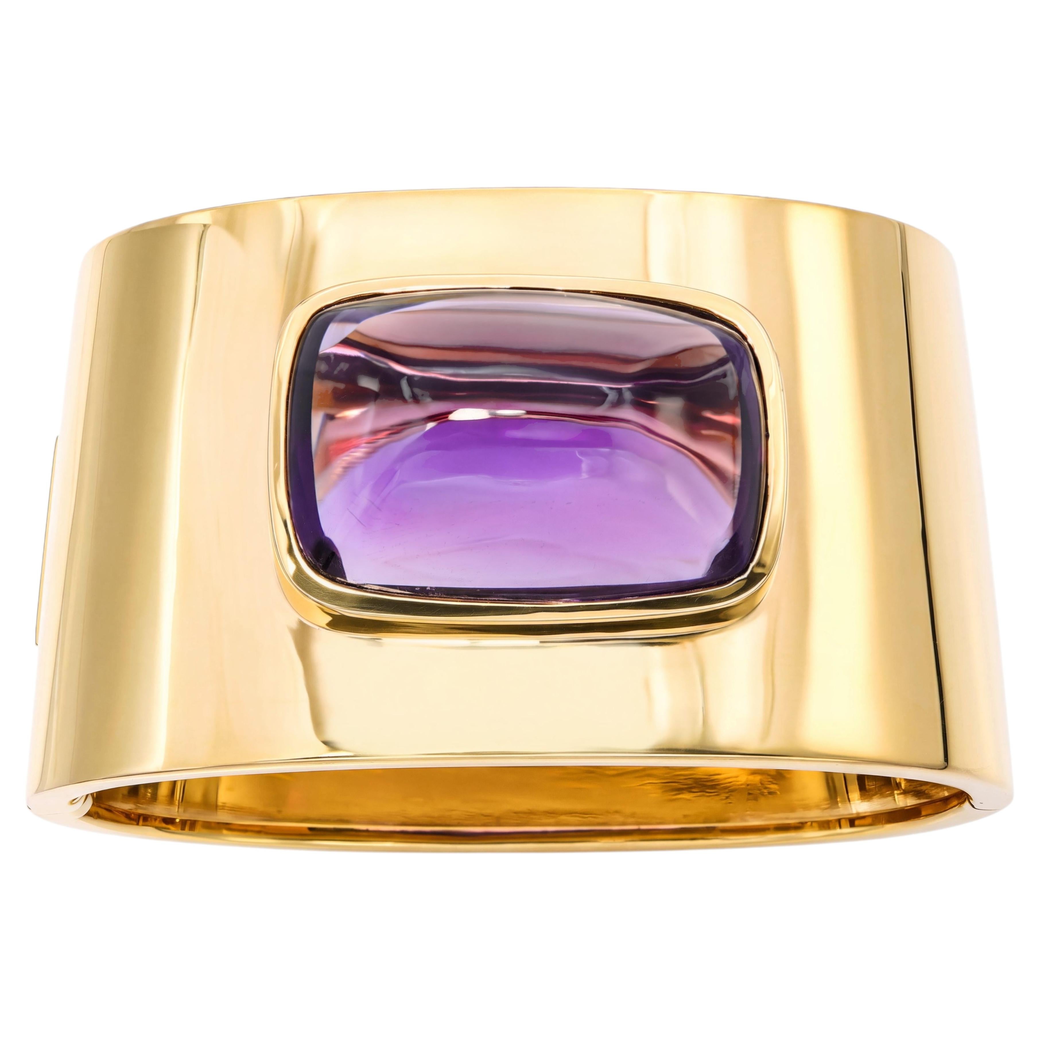 Vintage Tiffany & Co. Paloma Picasso 18k Yellow Gold Amethyst Cuff