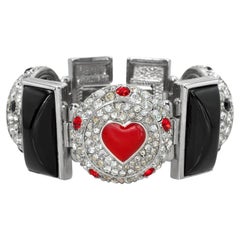 Vintage Christian Dior Boutique Silver-Tone Enamel Crystal Bracelet