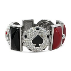 Vintage Christian Dior Boutique Silver-Tone Enamel Crystal Bracelet