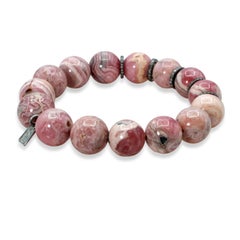 Sheryl Lowe – Armband aus Sterlingsilber mit Rhodochrosit- und Diamantperlen
