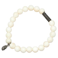 Sheryl Lowe – Armband aus Sterlingsilber mit Diamanten und „WhiteBone“-Perlen