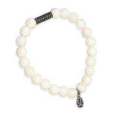 Sheryl Lowe – Armband aus Sterlingsilber mit Diamanten und „WhiteBone“-Perlen