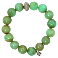 Braccialetto Sheryl Lowe in argento sterling con crisoprasa e perline di diamante
