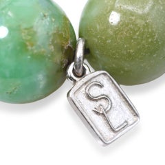 Braccialetto Sheryl Lowe in argento sterling con crisoprasa e perline di diamante