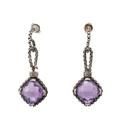 David Yurman Set aus Halskette und Ohrringen aus Sterlingsilber mit Amethyst und Pavé-Diamanten