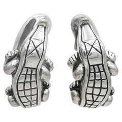 Boucles d'oreilles vintage Barry Kieselstein-Cord de 1988 en argent sterling, motif alligator