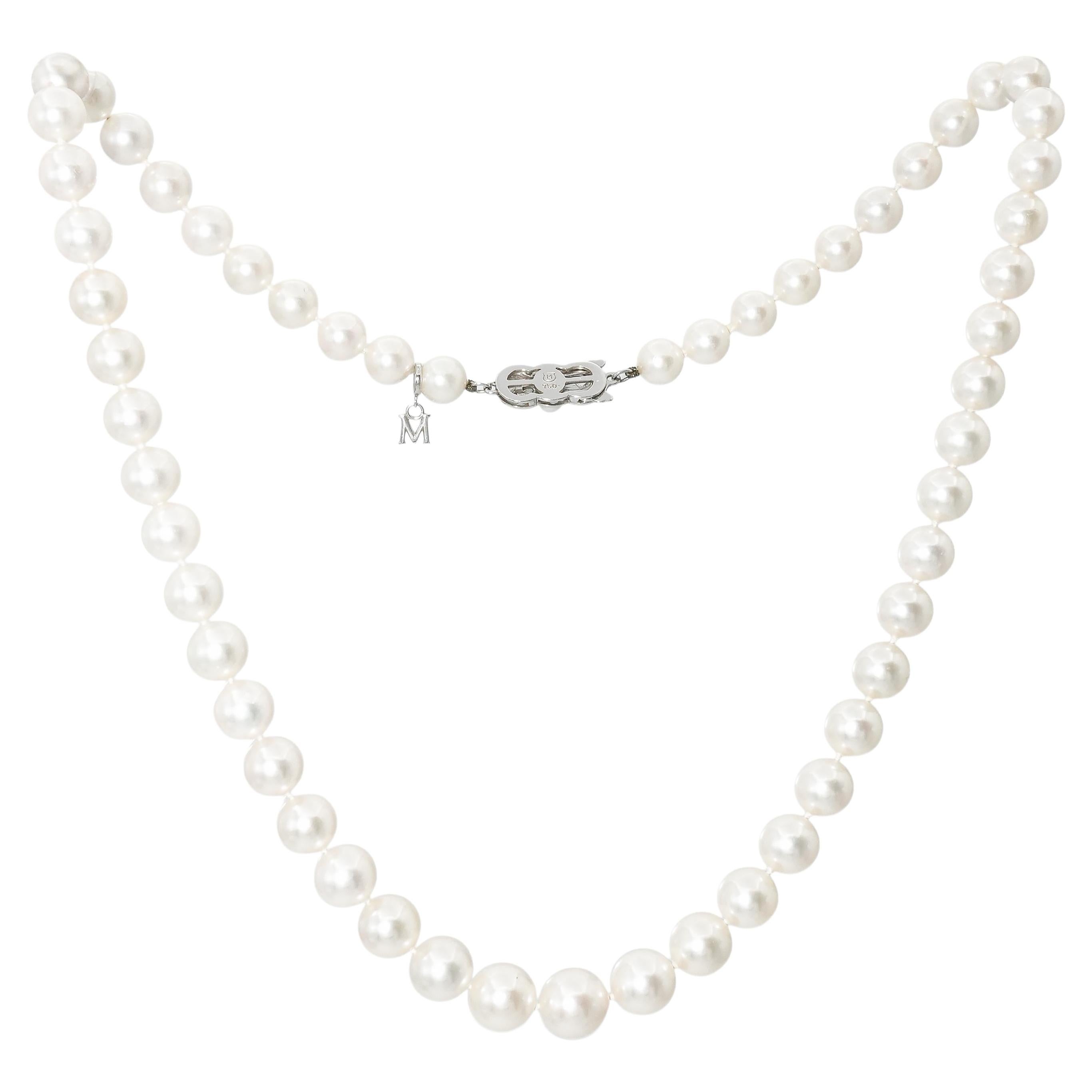 Pre-owned Mikimoto 18k White Gold Akoya Pearl Necklace