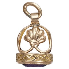 Antique 14k Yellow Gold 1.25ct Amethyst Fob Pendant