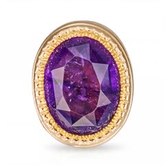 Antique 14k Yellow Gold 1.25ct Amethyst Fob Pendant