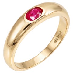 Bague vintage en or jaune 14 carats, sertie à ras de rubis
