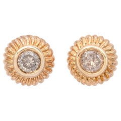 14k Yellow Gold 1.22tcw Diamond Bezel Set Stud Earrings