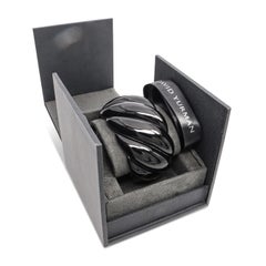 David Yurman Sculpted Cable Black Resin Vermeil Sterling Silver Cuff Bracelet