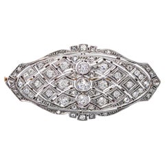 Antique Edwardian Silver-Topped Yellow Gold Old Cut Diamond Brooch