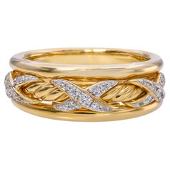 David Yurman 18k Yellow Gold Cable Crossover Diamond Ring