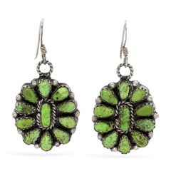 Victor Begay Navajo Sterling Silver Turquoise Squash Blossom Necklace & Earrings