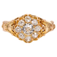 Antique 15k Yellow Gold 0.60ctw Old Mine Cut Diamond Ring