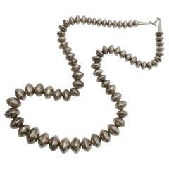 Vintage Navajo Graduated Sterling Silver Pearl Bead Necklace
