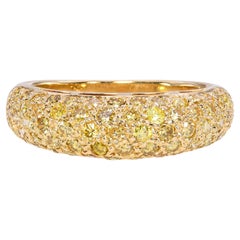 18k Yellow Gold Yellow Diamond Pave Half Dome Band Ring