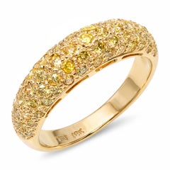 18k Yellow Gold Yellow Diamond Pave Half Dome Band Ring