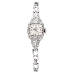 Vintage Omega Platinum Diamond Hand-Wind Women’s Cocktail Watch