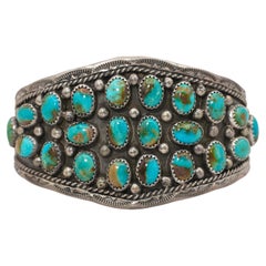 Vintage Southwestern V. James Sterling Silver Turquoise Cuff