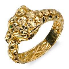 10k Yellow Gold Italian Geometric Panther Design Ring