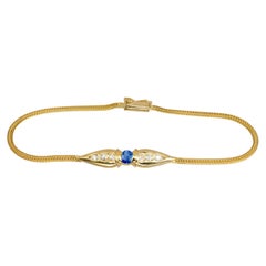 Vintage 18k Yellow Gold Sapphire and Diamond Chain Bracelet