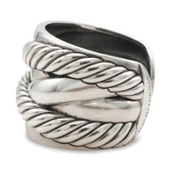 David Yurman Sterling Silver Cable Crossover Wide Cuff Bracelet