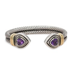 David Yurman Sterling Silver 14K Gold Amethyst Ring Bracelet and Ring