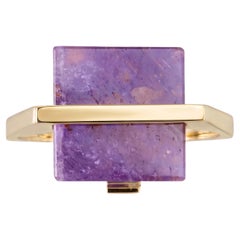 Vintage 16k Yellow Gold Amethyst Cube Modernist Ring