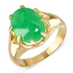 Vintage 24k Yellow Gold 4.8ct Jadeite Jade Ring