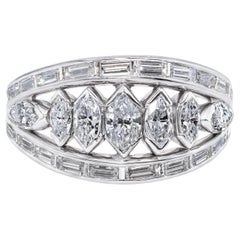 Vintage Platinum Marquise Diamond Graduated Ring