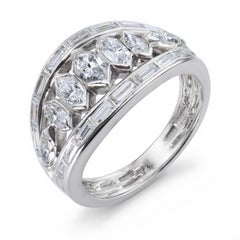 Vintage Platinum Marquise Diamond Graduated Ring