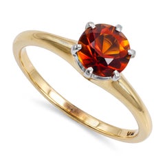 Vintage 13k Yellow Gold Madeira Citrine Solitaire Ring