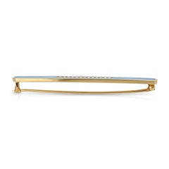 Edwardian 13k Yellow Gold Pearl and Enamel Guilloché Bar Brooch