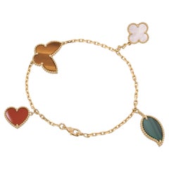 Van Cleef and Arpels 18k Yellow Gold Lucky Alhambra Charm Bracelet