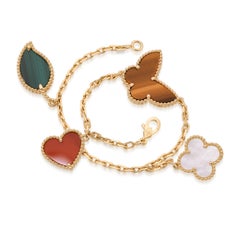 Van Cleef and Arpels 18k Yellow Gold Lucky Alhambra Charm Bracelet