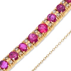 Vintage-Armband aus 16-karätigem Gelbgold mit burmesischen, nicht erhitztem Rubin und Diamanten, GIA-Zertifikat