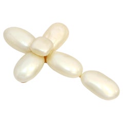 Vintage Chanel Paris Couture Maison Gripoix Faux Pearl Cross Brooch Pendant