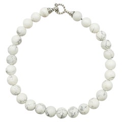 Tiffany & Co Sterling Silver White Howlite Bead Necklace