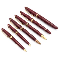 Coffret de 6 stylos Montblanc Meisterstück avec étui en cuir