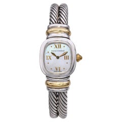 David Yurman Sterling Silver & 18k Yellow Gold MOP Cable Watch