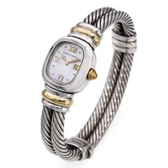David Yurman Sterling Silver & 18k Yellow Gold MOP Cable Watch