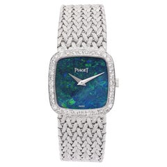 Reloj vintage de mujer Piaget de oro blanco de 18 quilates con ópalo y diamantes, ref. 9905 D3