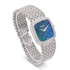 Reloj vintage de mujer Piaget de oro blanco de 18 quilates con ópalo y diamantes, ref. 9905 D3