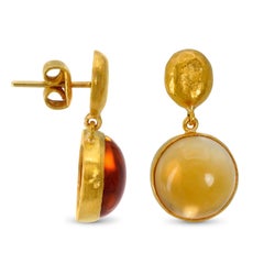 Boucles d'oreilles vintage Yossi Harari en or jaune 24 carats avec citrines en forme de goutte
